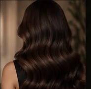 Rich brunette color, waved and glossy